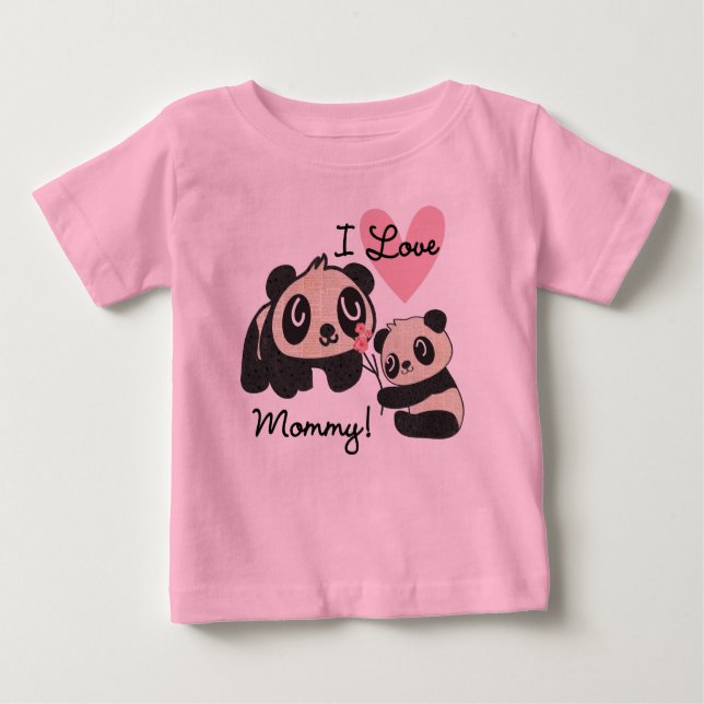 T-shirt Pour Bébé Pandas I Love Maman (Devant)