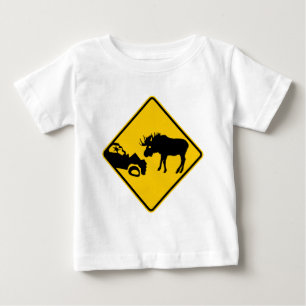 T-shirt Pour Bébé Panneau d'avertissement d'orignaux de parc