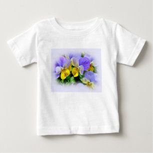 T-shirt Pour Bébé Pansies - pourpre et jaune