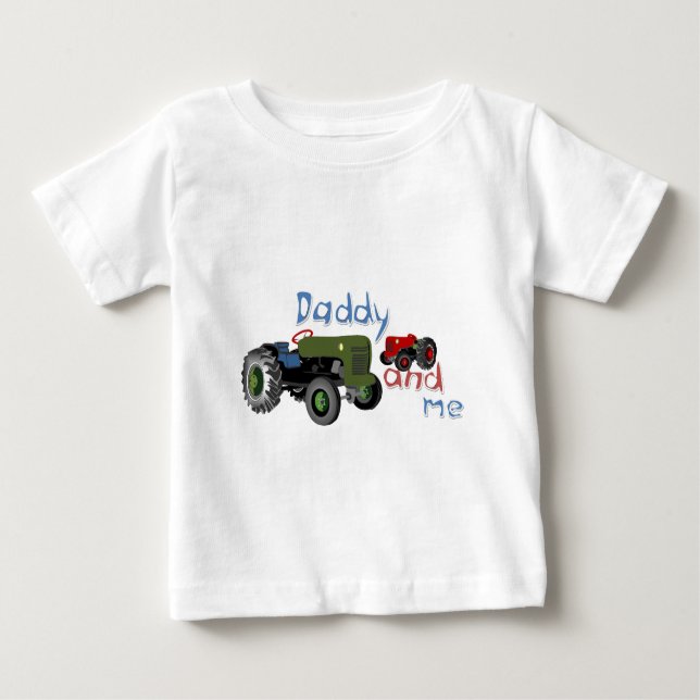 T-shirt Pour Bébé Papa et moi tracteurs (Devant)