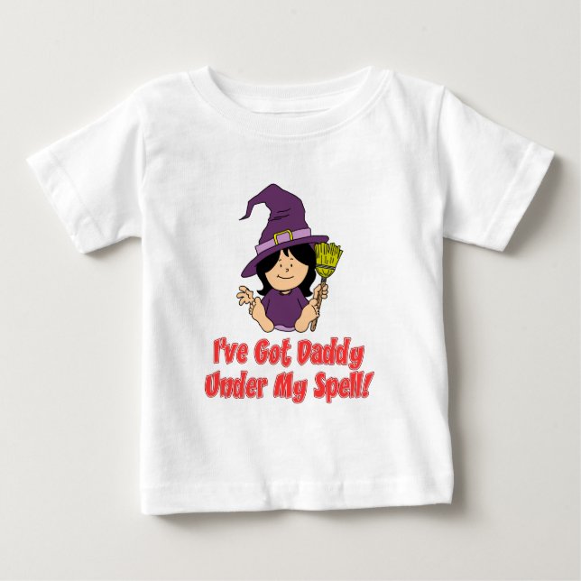 T-shirt Pour Bébé Papa Sous Mon Éperon Halloween Pour La Fille (Devant)