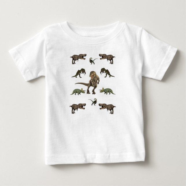 T-shirt Pour Bébé Papier Dinosaure (Devant)