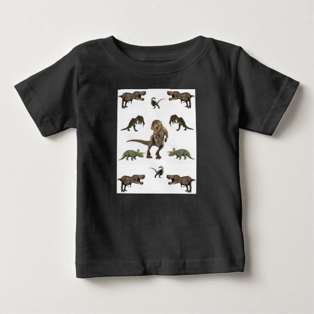 T-shirt Pour Bébé Papier Dinosaure (Devant)