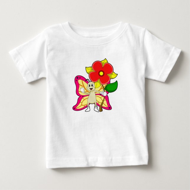 T-shirt Pour Bébé Papillon à fleurs (Devant)