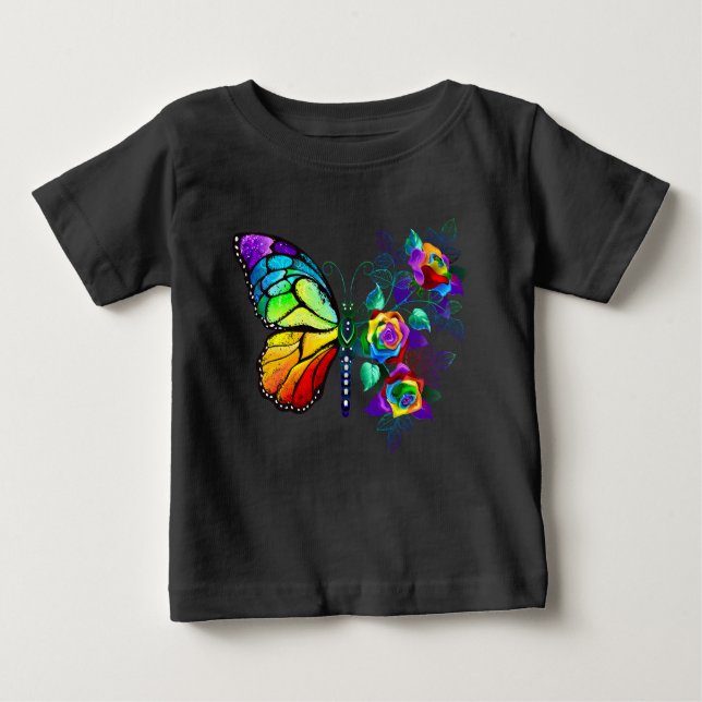 T-shirt Pour Bébé Papillon arc-en-ciel (Devant)