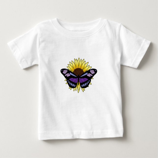 T-shirt Pour Bébé Papillon au tournesol (Devant)