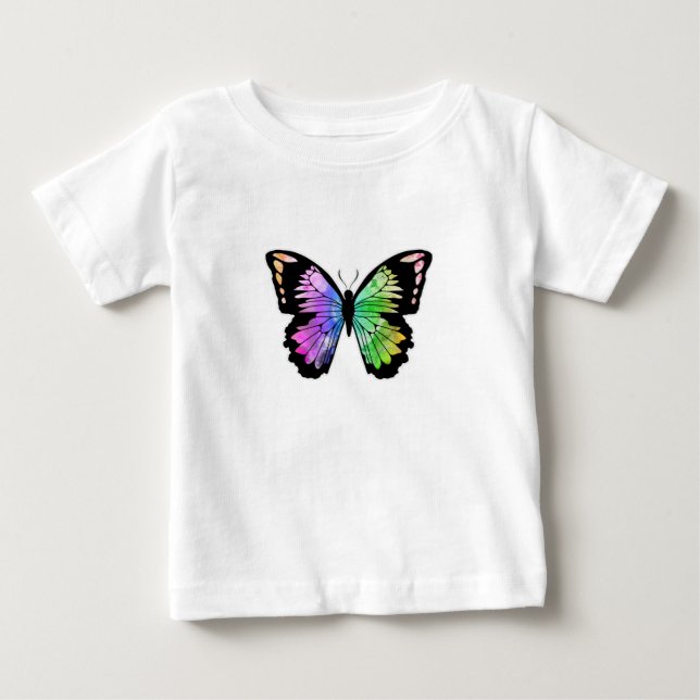 T-shirt Pour Bébé Papillon aux couleurs arc-en-ciel (Devant)