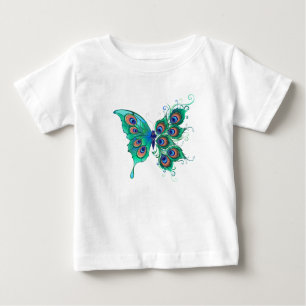 T-shirt Pour Bébé Papillon aux plumes de paon vert