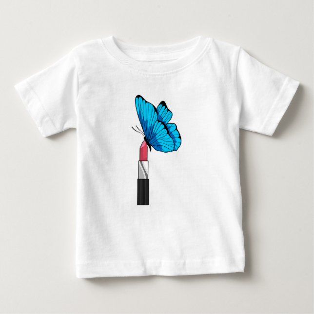 T-shirt Pour Bébé Papillon avec bâton à lèvres (Devant)