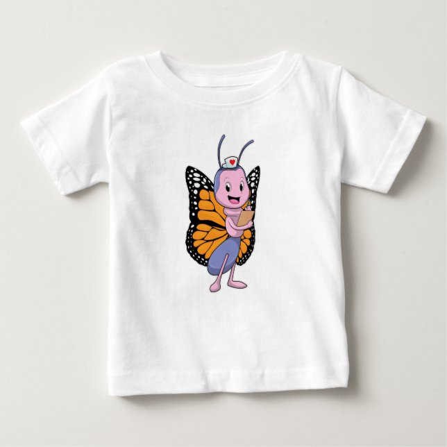 T-shirt Pour Bébé Papillon comme infirmière (Devant)