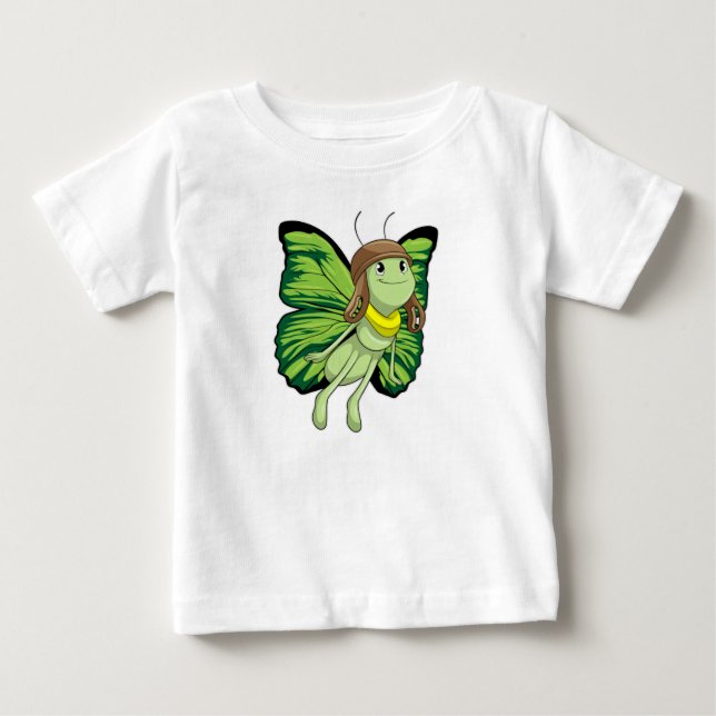 T-shirt Pour Bébé Papillon comme pilote avec casquette pilote (Devant)