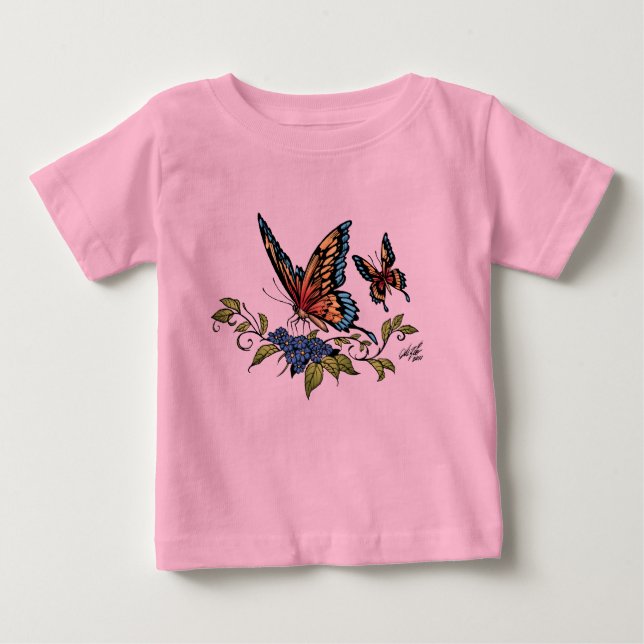T-shirt Pour Bébé Papillon et papillons polychromes par Al Rio (Devant)