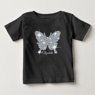 T-shirt Pour Bébé papillon étincelant en faux diamant 