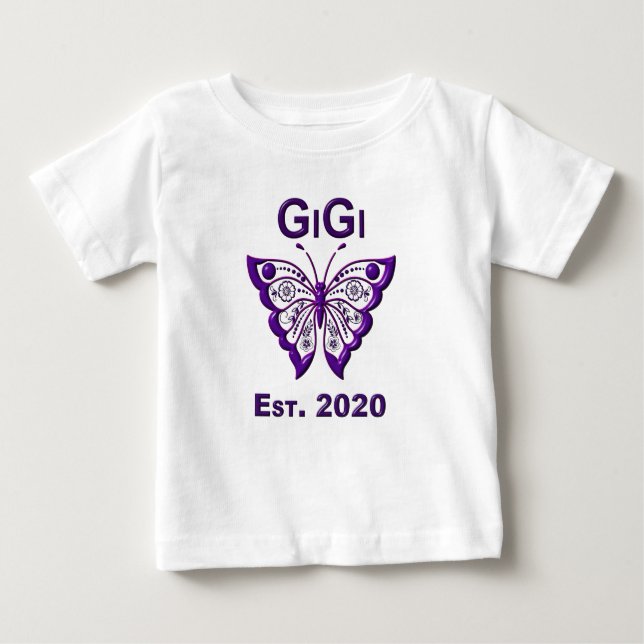 T-shirt Pour Bébé Papillon Gigi "Est 2020" (Devant)