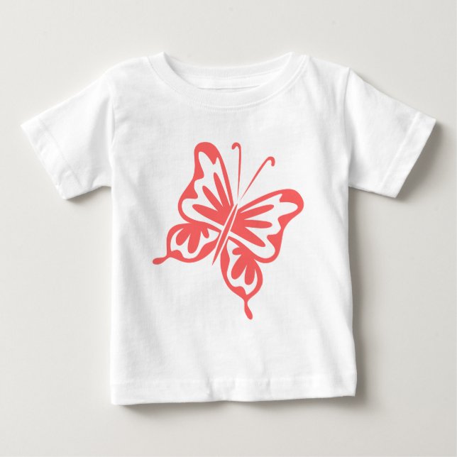 T-shirt Pour Bébé Papillon rétro - rose tropicale (Devant)