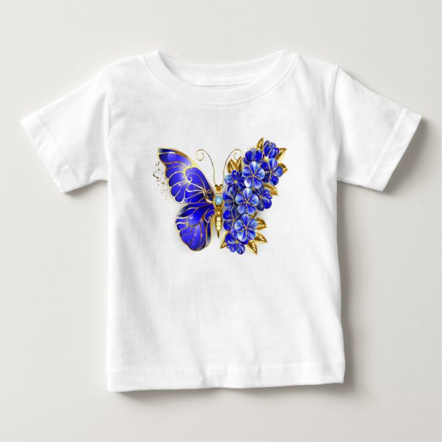 T-shirt Pour Bébé Papillon saphir à fleurs (Devant)