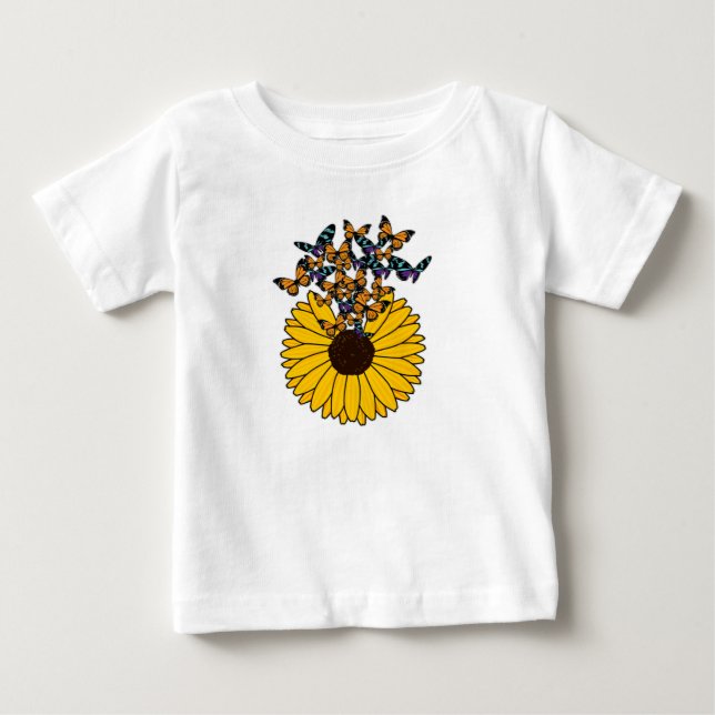 T-shirt Pour Bébé Papillons au tournesol (Devant)