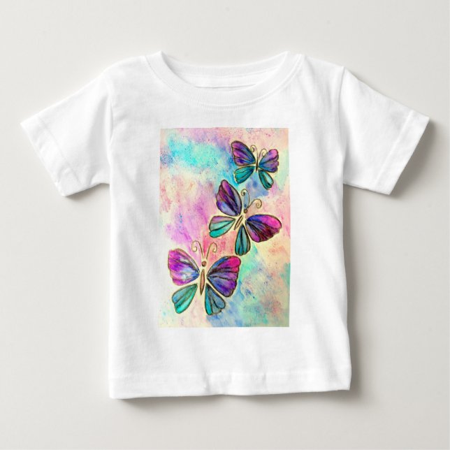 T-shirt Pour Bébé Papillons volants T-shirt bébé ou combinaison (Devant)