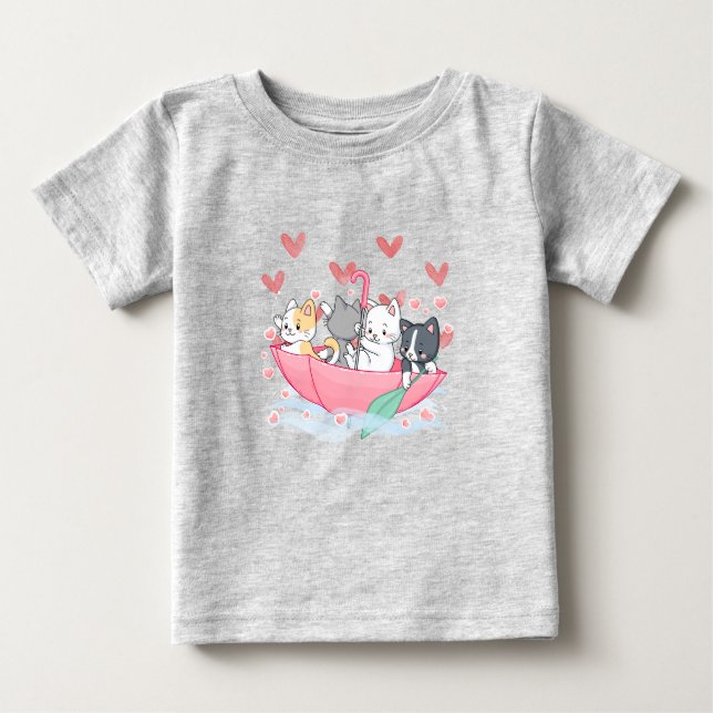 T-shirt Pour Bébé Parapluie Kitten (Devant)