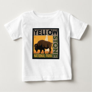 T-shirt Pour Bébé Parc national de Yellowstone   Buffalo