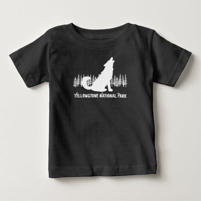 T-shirt Pour Bébé Parc national de Yellowstone Loup hurlant Wyoming (Devant)