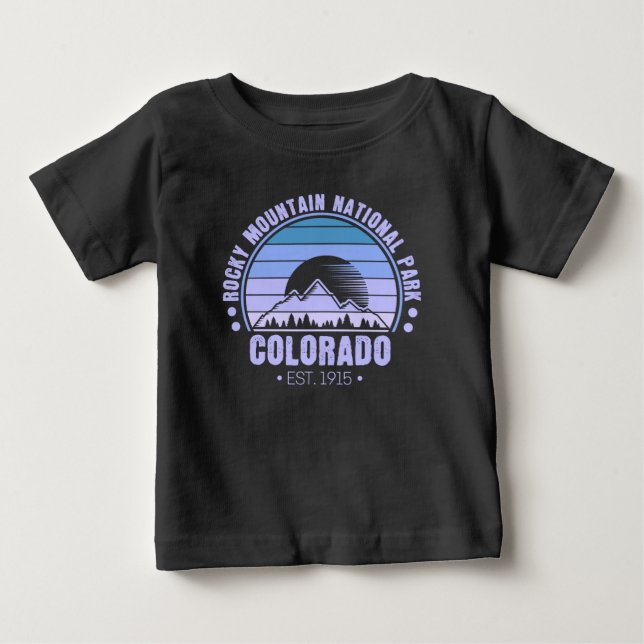 T-shirt Pour Bébé Parc national des Rocheuses Colorado Retro (Devant)