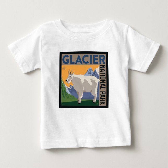 T-shirt Pour Bébé Parc national du Glacier | Chèvre (Devant)