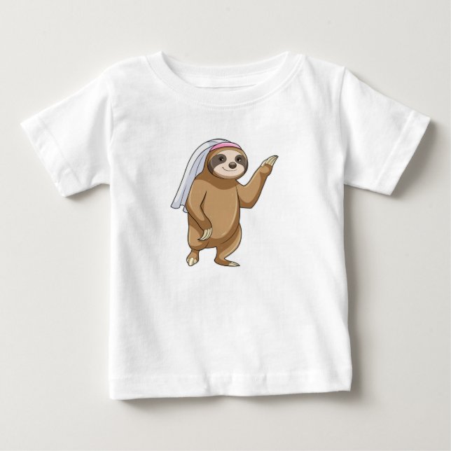 T-shirt Pour Bébé Paresseux en mariée avec voile (Devant)