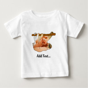T-shirt Pour Bébé Paresseux Mignon Suspendu   Ajoutez votre Photo et