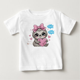T-shirt Pour Bébé Paresseux Mignon Tenant un Cœur