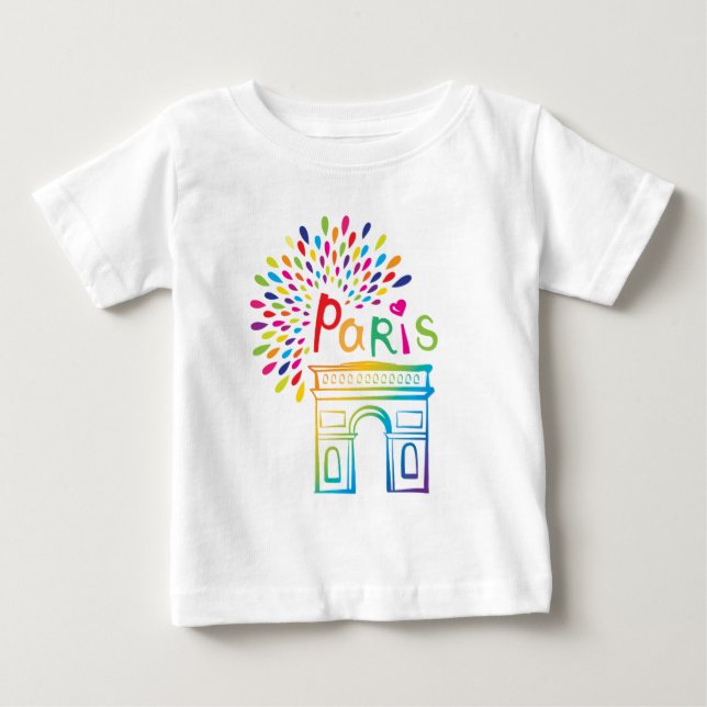 T-shirt Pour Bébé Paris France | Arc de Triomphe | Design néon (Devant)