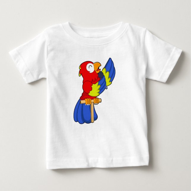 T-shirt Pour Bébé Parrot en chanteur avec microphone (Devant)