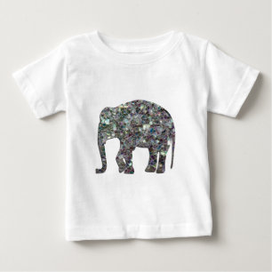 T-shirt Pour Bébé Parties scintillant en mosaïque argentée Eléphant