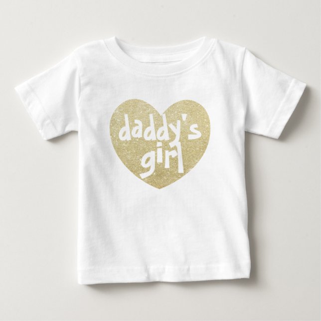 T-shirt Pour Bébé Parties scintillant fille de papa-Imprimer coeur d (Devant)