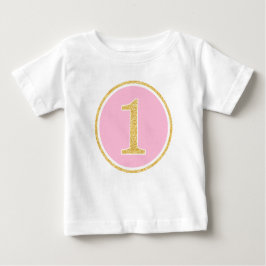 T-shirt Pour Bébé Parties scintillant Rose Gold Faux Circle 1er anni