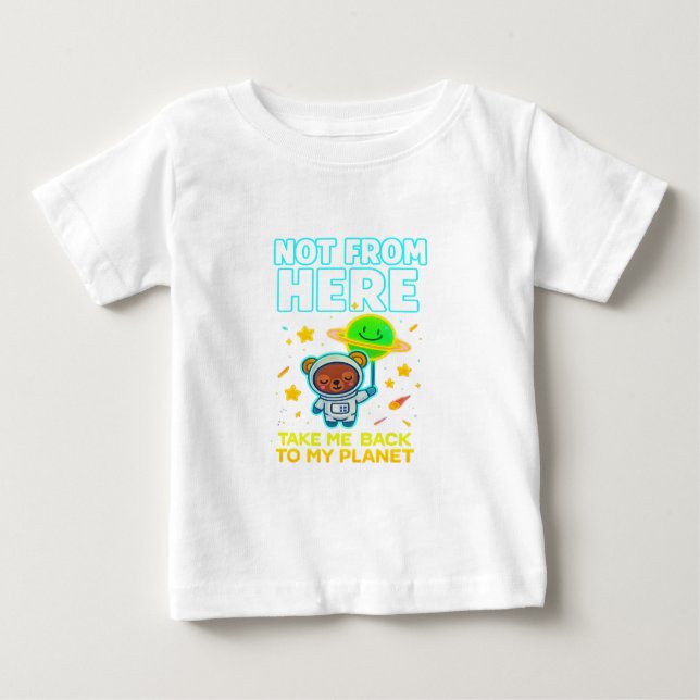 T-shirt Pour Bébé Pas d'ici - Bear d'astronaute mignonne (Devant)