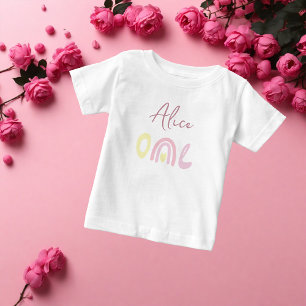 T-shirt Pour Bébé Pastel rose arc-en-ciel fête d'anniversaire