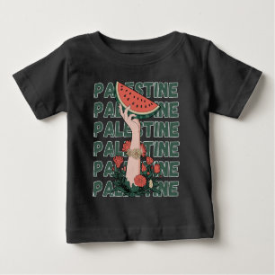 T-shirt Pour Bébé pastèque, fleurs et palestine libre Répéter