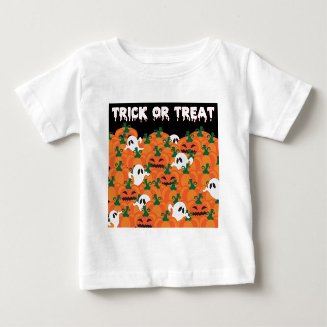 T-shirt Pour Bébé Patch Citrouille Haunted Halloween Ghosts (Devant)