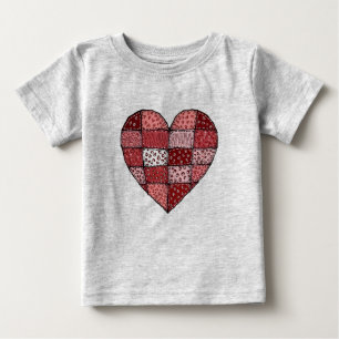 T-shirt Pour Bébé Patchwork en forme de cœur pour la Saint-Valentin 