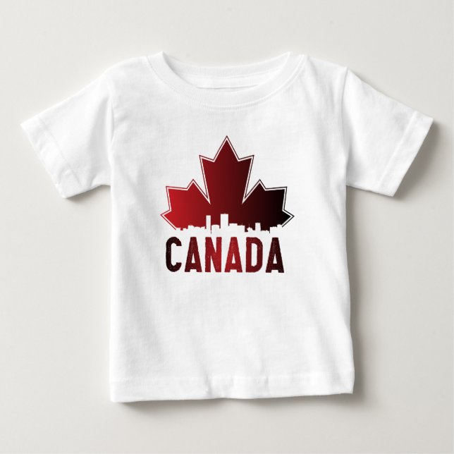 T-shirt Pour Bébé Patriotique de feuille d'érable rayée du Canada (Devant)