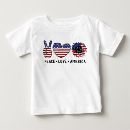 T-SHIRT POUR BÉBÉ PATRIOTIQUE ROUGE BLANC BLEU PAIX AIMER L'AMÉRIQUE