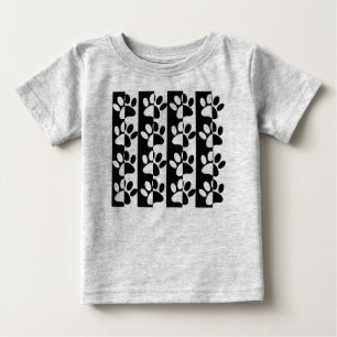 T-shirt Pour Bébé Patrouilles Et Rayures De Chien Noir Et Blanc