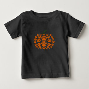 T-shirt Pour Bébé Patte Citrouille Empreinte de Patte de Chien Thank