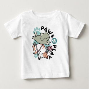 T-shirt Pour Bébé Pattounes et Jeux – Illustration de Chat Adorable