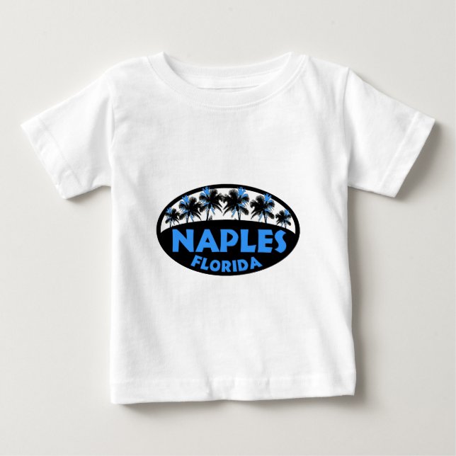 T-shirt Pour Bébé Paumes bleues noires de Naples la Floride (Devant)