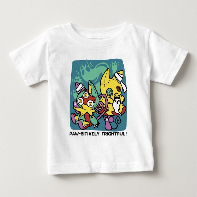 T-shirt Pour Bébé Paw-sitively Frightful | Monstrous Cats Halloween  (Devant)