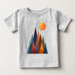 T-shirt Pour Bébé Paysage avec montagnes et soleil