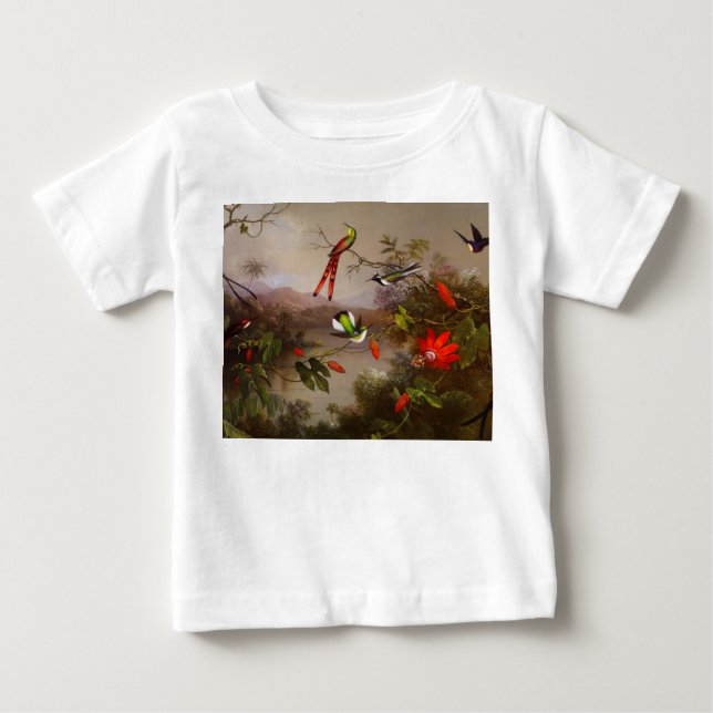 T-shirt Pour Bébé Paysage tropical avec dix colibris (Devant)