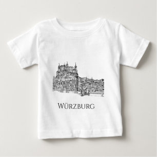 T-shirt Pour Bébé Paysage urbain minimaliste de Würzburg en Bavière